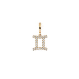 Zodiac Gemini 18K Gold oder Whitegold Charm W. Diamanten