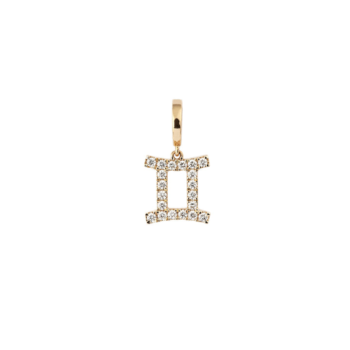 Zodiac Gemini 18K Gold or Whitegold Charm w. Diamonds