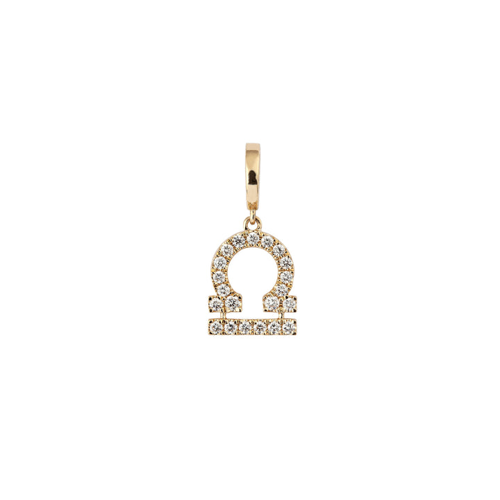 Zodiac Libra 18K Gold or Whitegold Charm w. Diamonds