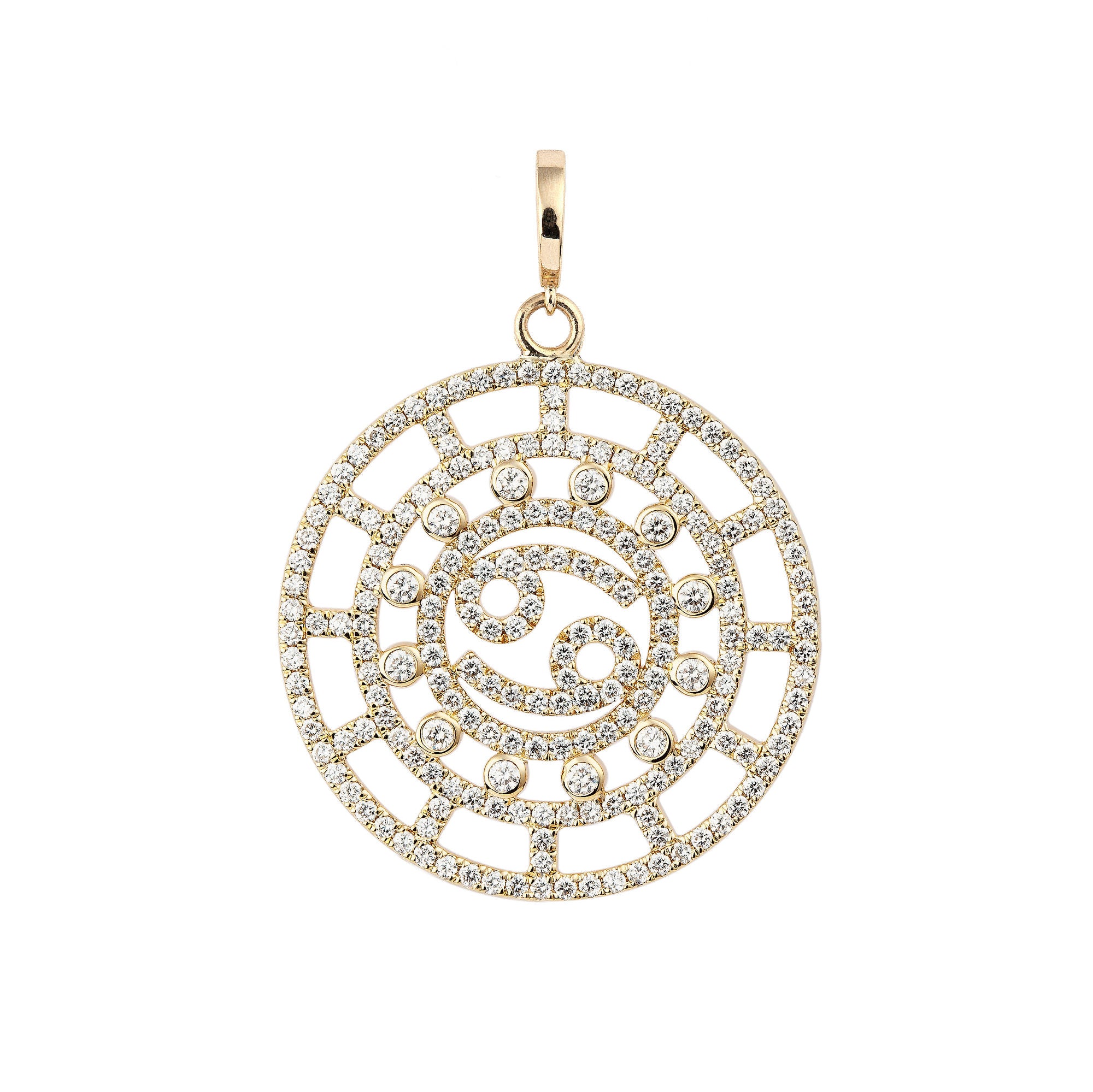 Zodiac Pavé Cancer 18K Gold or Whitegold Pendant w. Diamonds