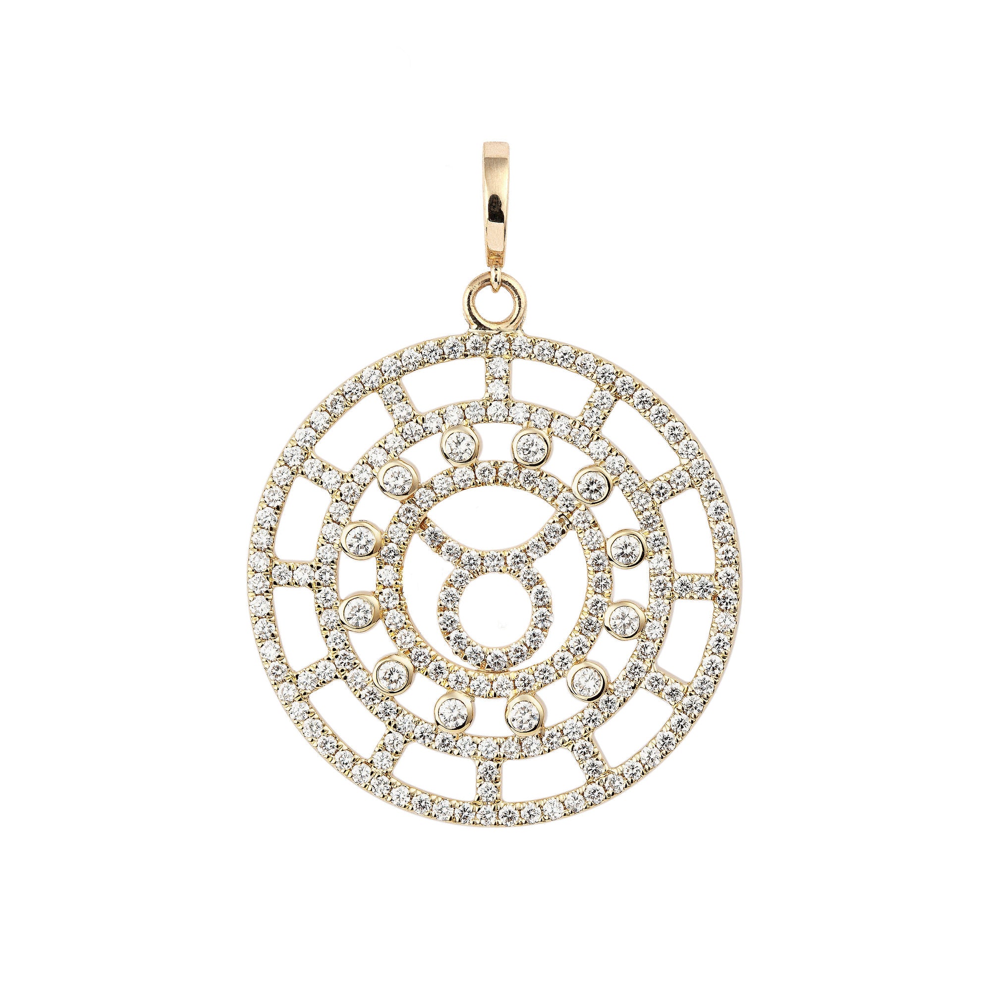 Zodiac Pavé Taurus 18K Gold or Whitegold Pendant w. Diamonds