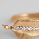 Large Leaves 18K Gold Earrings w. Diamonds