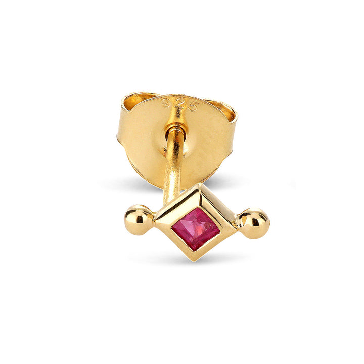 Alma Rubi 14K Gold Plated Stud w. Rubin