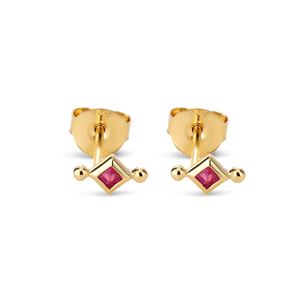 Alma Rubi 14K Gold Plated Stud w. Ruby