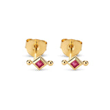 Alma Rubi 14K Gold Plated Stud w. Ruby