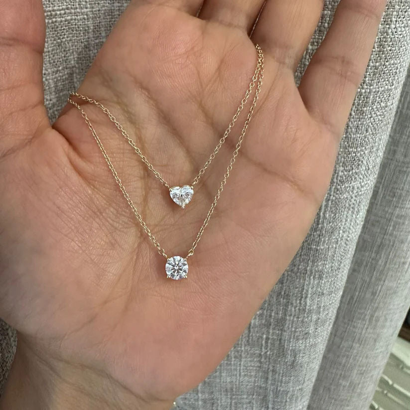 Solitaire Heart 14K Gold Necklace w. 0.5ct Lab-Grown Diamond