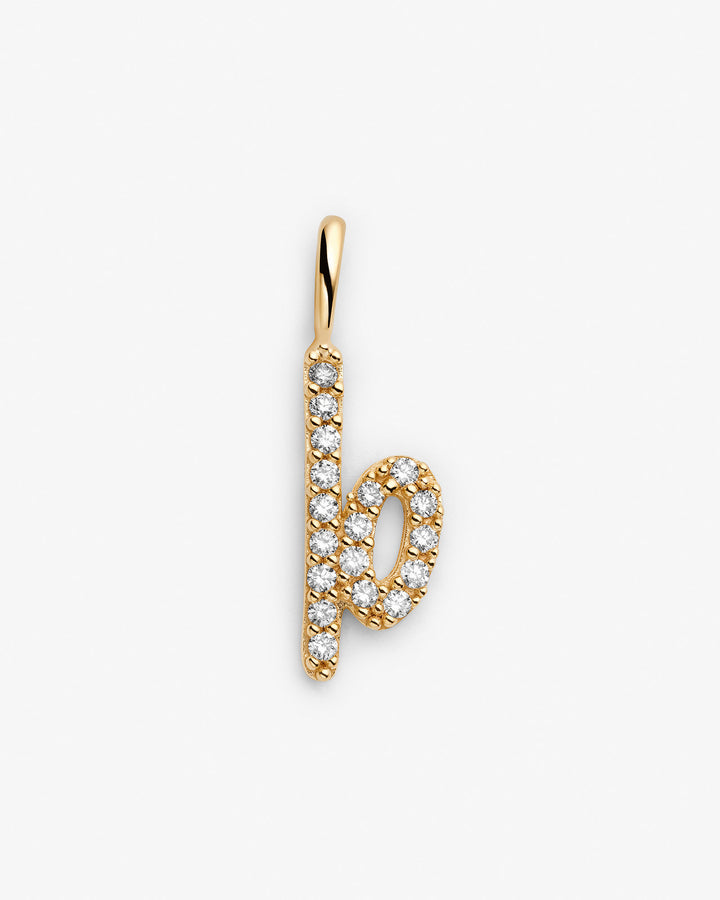 Initial B 14k Gold Necklace w. Lab-Grown Diamonds