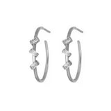 Baguette 3-Stein-schwarzer Ruthenium auf silbernen Reifen w. Zirkonia