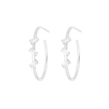 Baguette 3-Stein-weißes Rhodium auf silbernen Reifen w. Zirkonia