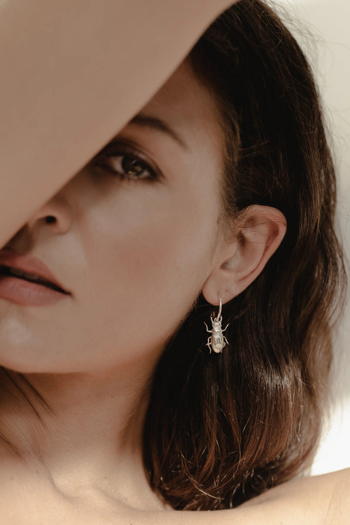 Beetle Silver Hoops