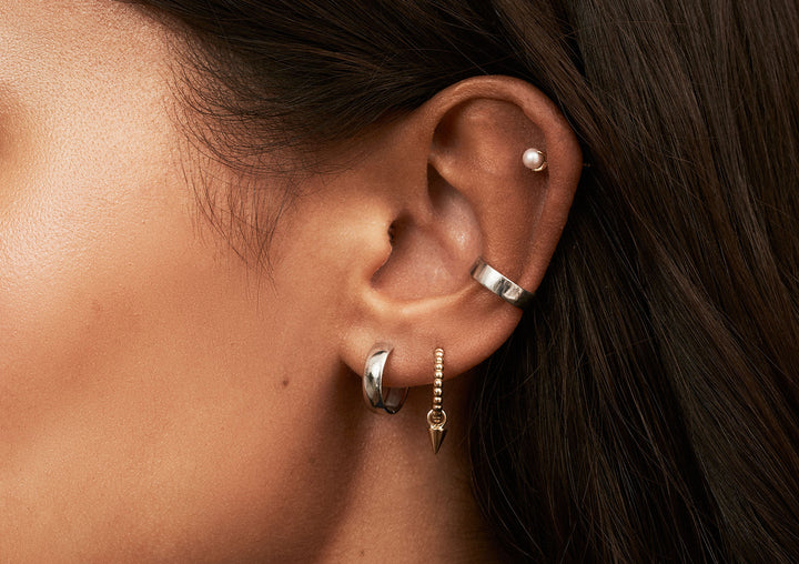Bold 14K Hvidguld Hoops