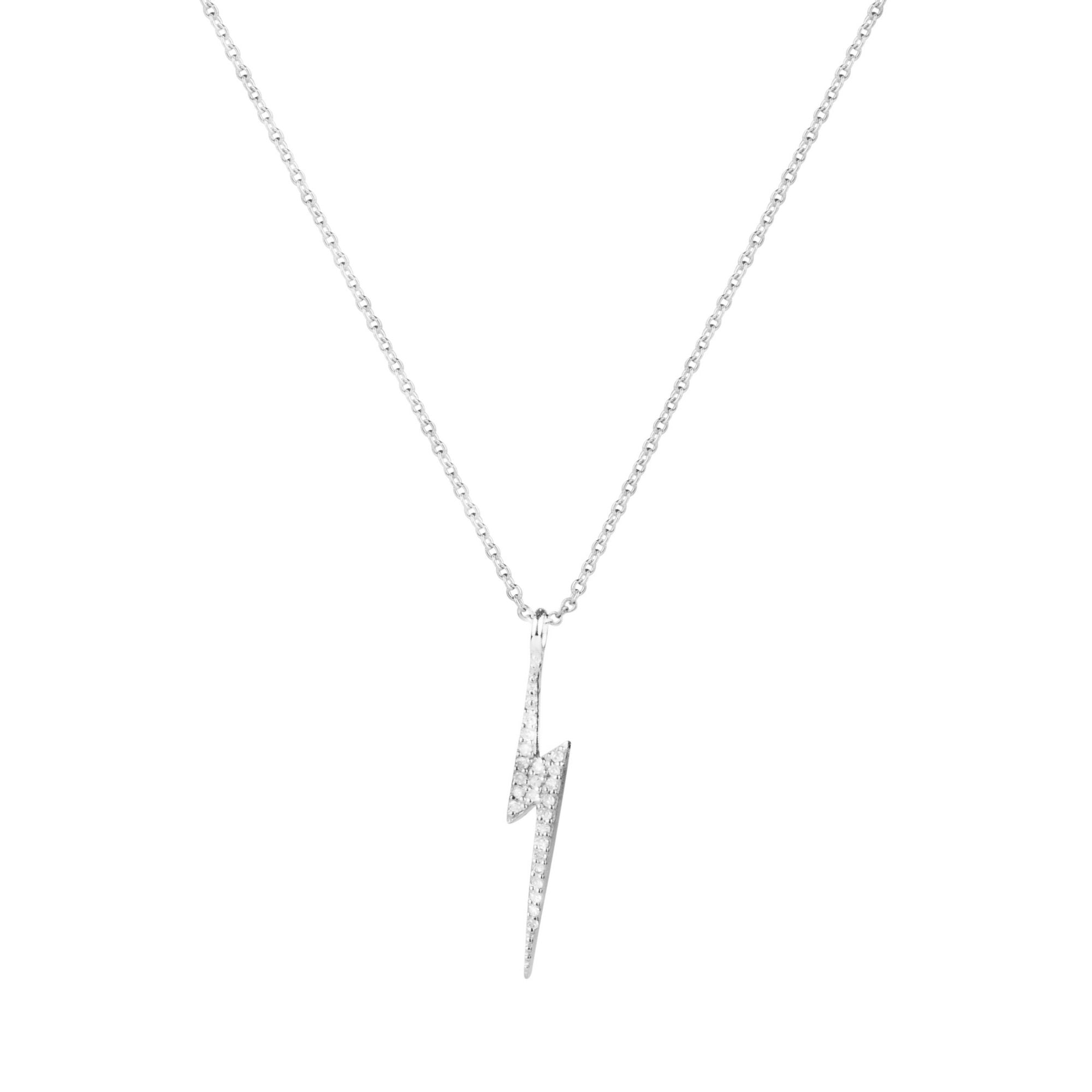 Bolt Silver Necklace w. Diamonds