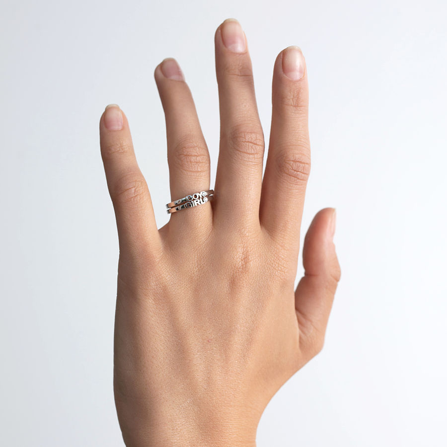 Becoming Girl 14K oder Ring aus 18 Weißgold mit Labor-Diamant