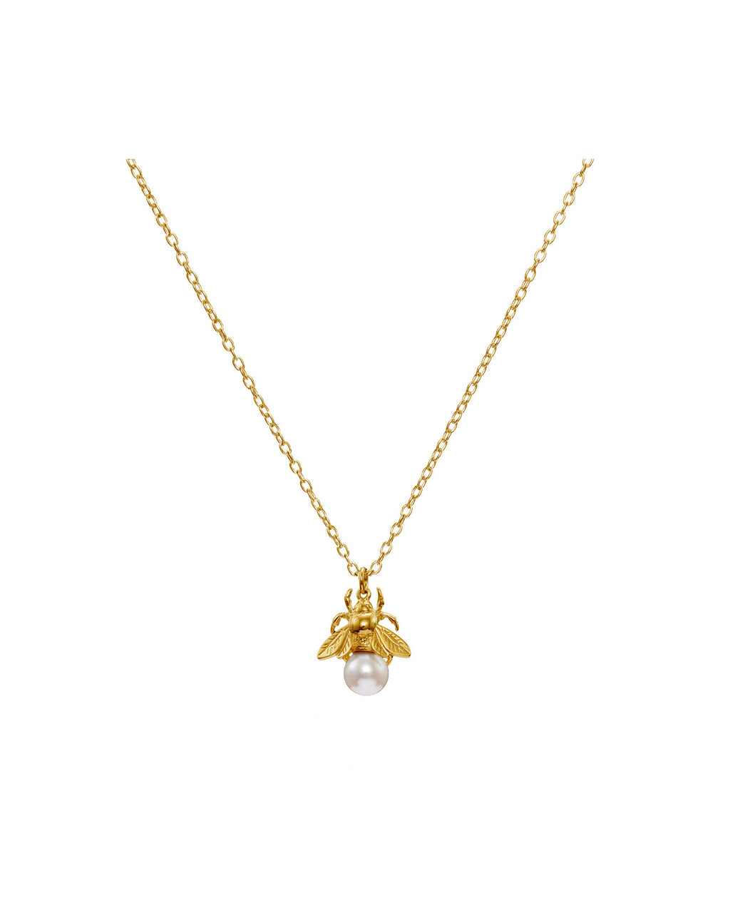 Bumblebee Gold Plated Necklace w. Pearl