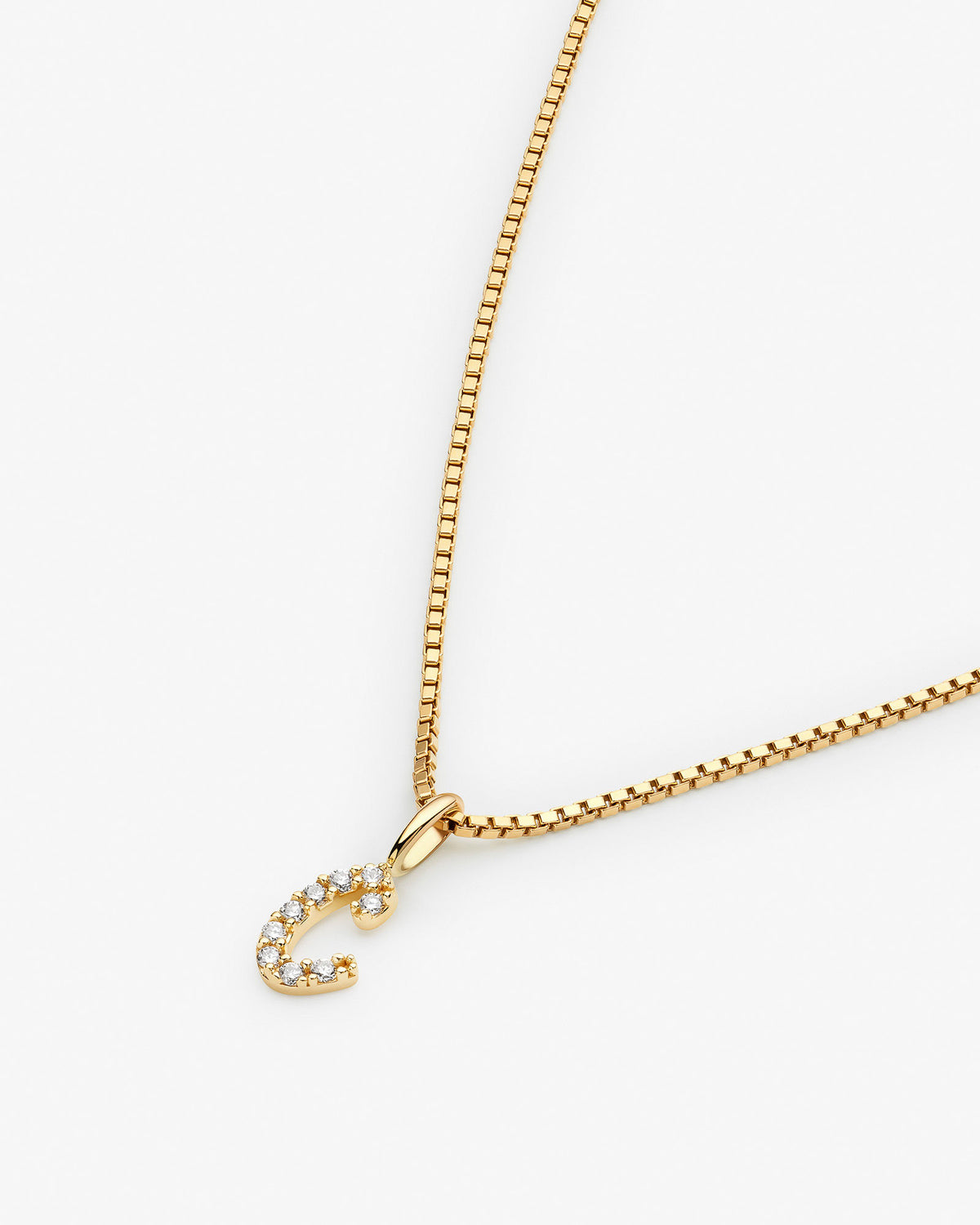 Initial C 14k Gold Pendant w. Lab-Grown Diamonds