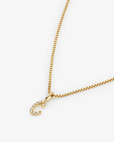 Initial C 14k Gold Necklace w. Lab-Grown Diamonds