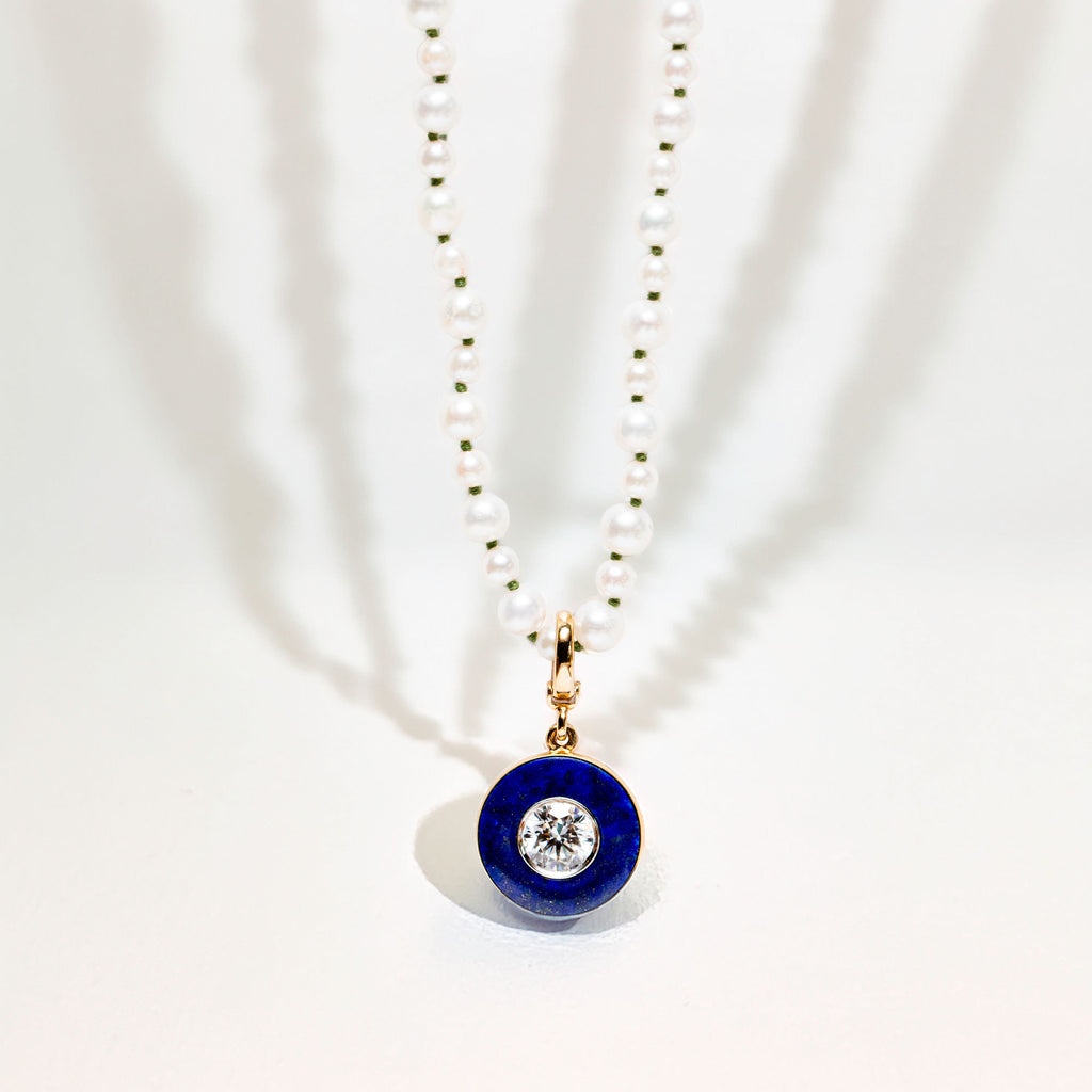 Lapis & Diamond 18K Gold Pendant