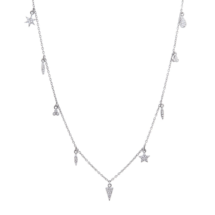 9 Charm White Rhodium auf Silberkette w. Zirkonia