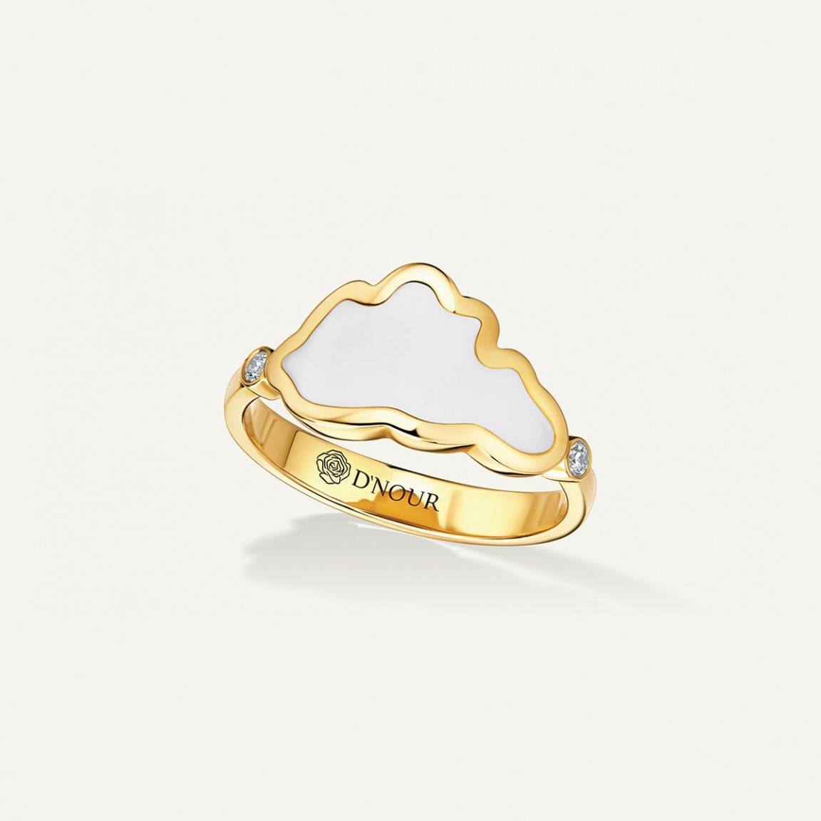 Allusia Love Hvid Emalje 18K Guld Ring m. Diamanter