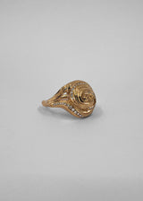 Cochlea Grande 14K Goldring mit Pavé Diamanten