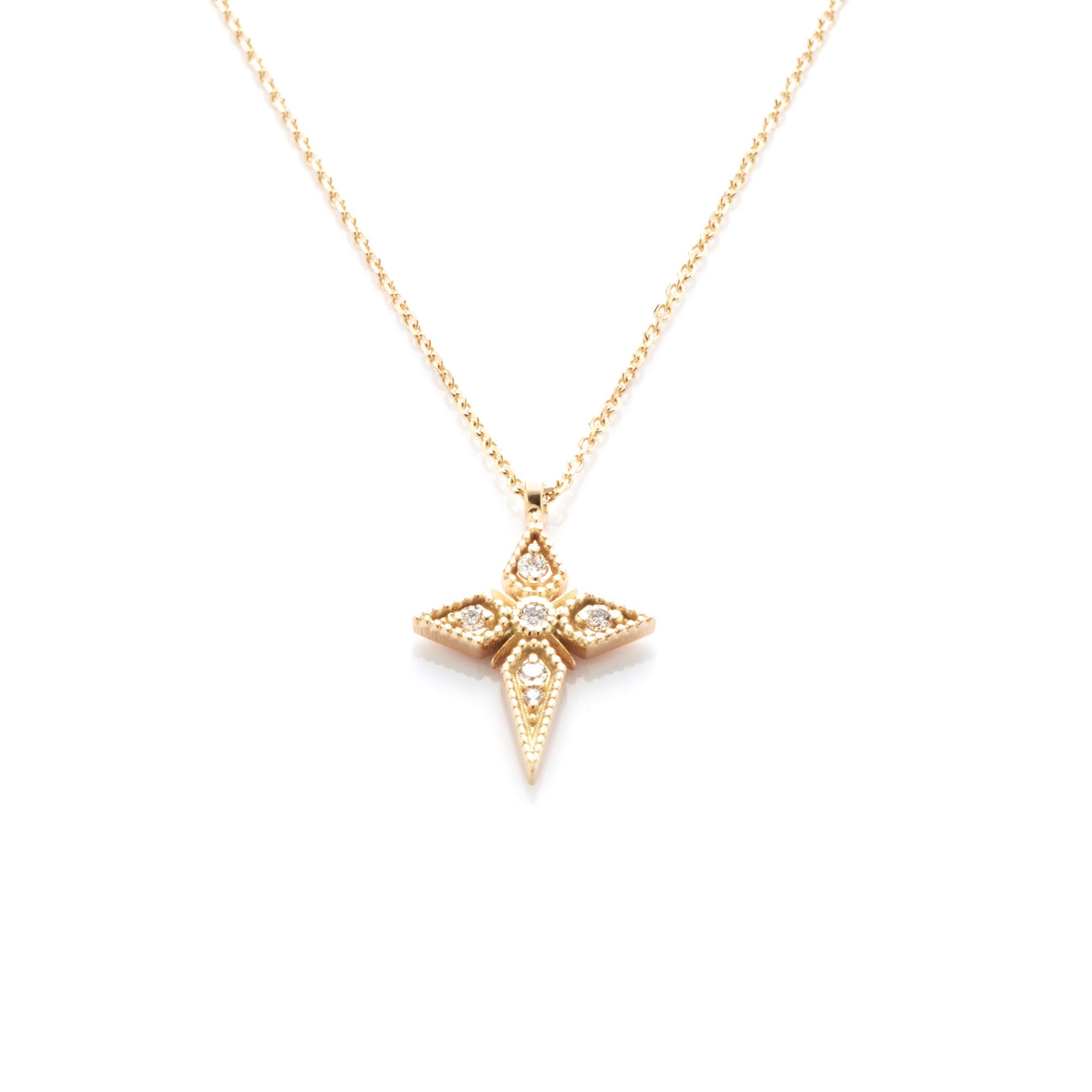 Saintes Single 18K Gold Necklace w. Diamonds