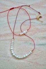 Pearl Cord 18K Gold Necklace