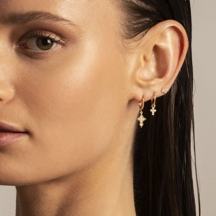 Mini Nina 18K Gold Hoop w. Diamonds