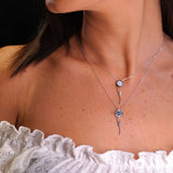 Desert Rose Flower 18K Gold Necklace w. Sapphires