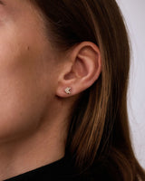 Double Arrow Pavé 14k Gold Studs w. Diamonds