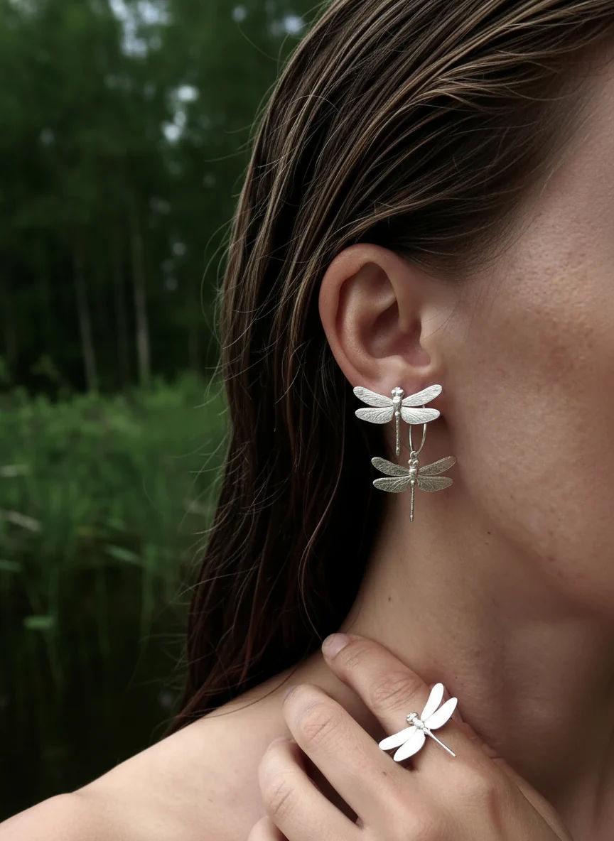 Dragonfly Silver Earring