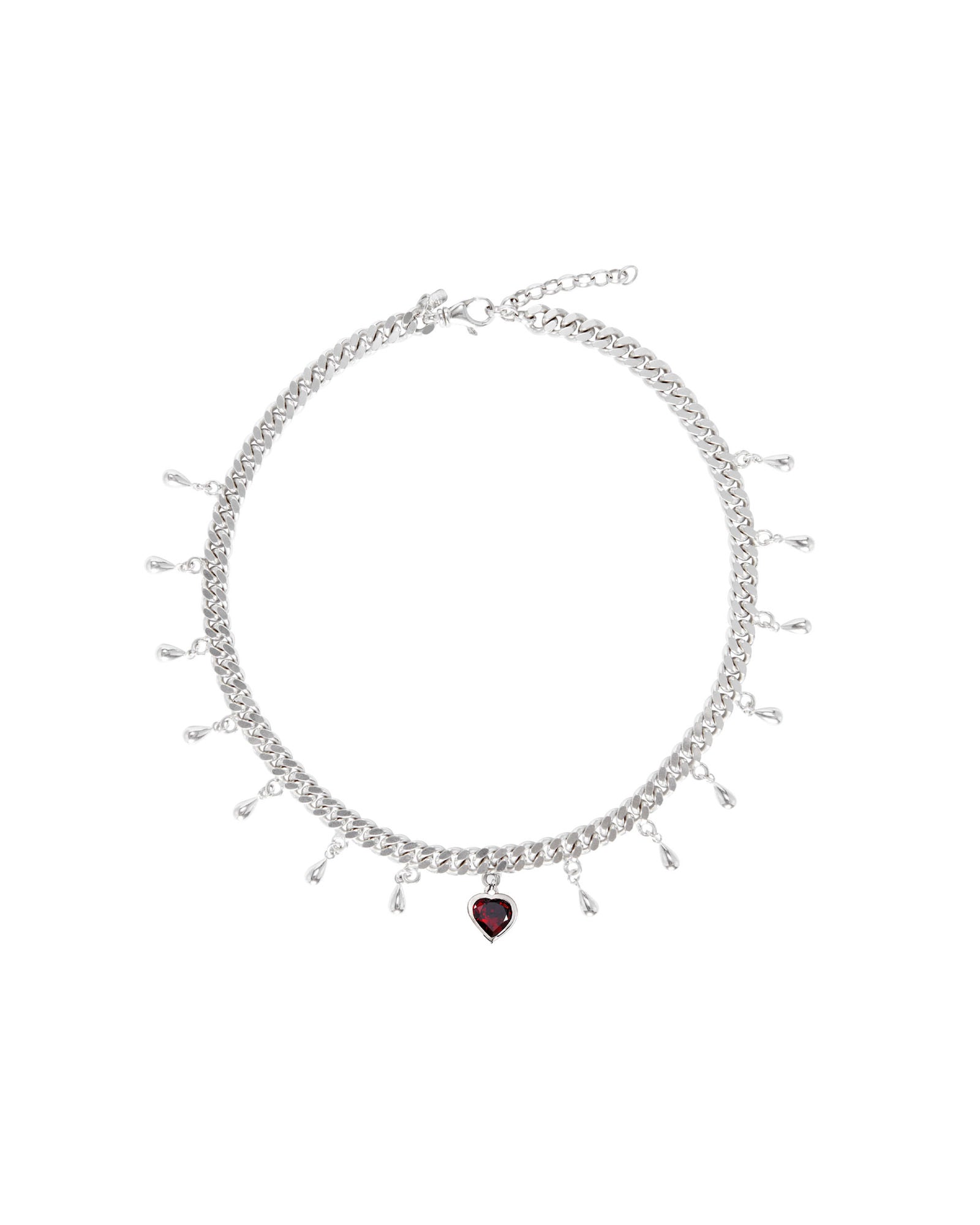 Tropfen Herz Silber Halskette w. Granat
