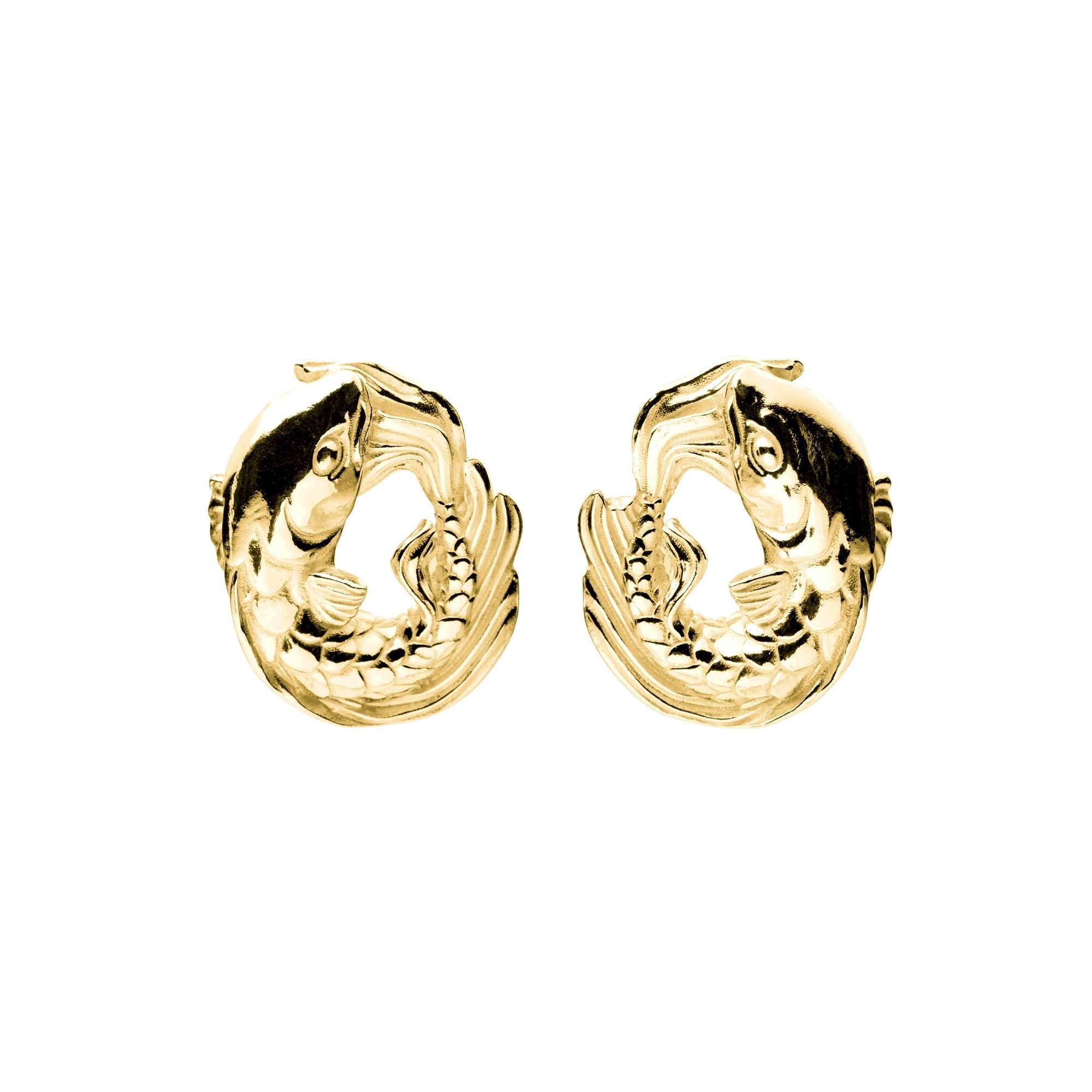 Koi Round Gold Plated Earrings
