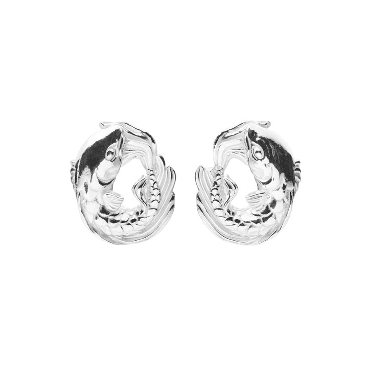 Koi Round Silver Earrings