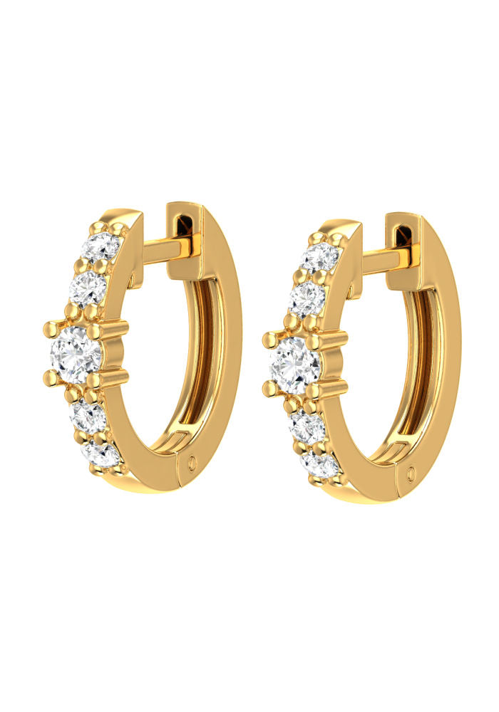 One Pave 18K Gold Hoop m. Lab-Grown Diamant