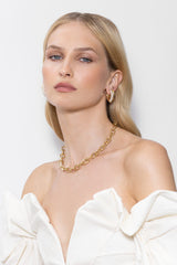 Drop Link Big Pavé (28 mm) 18K Rosegold Hoops w. Diamonds