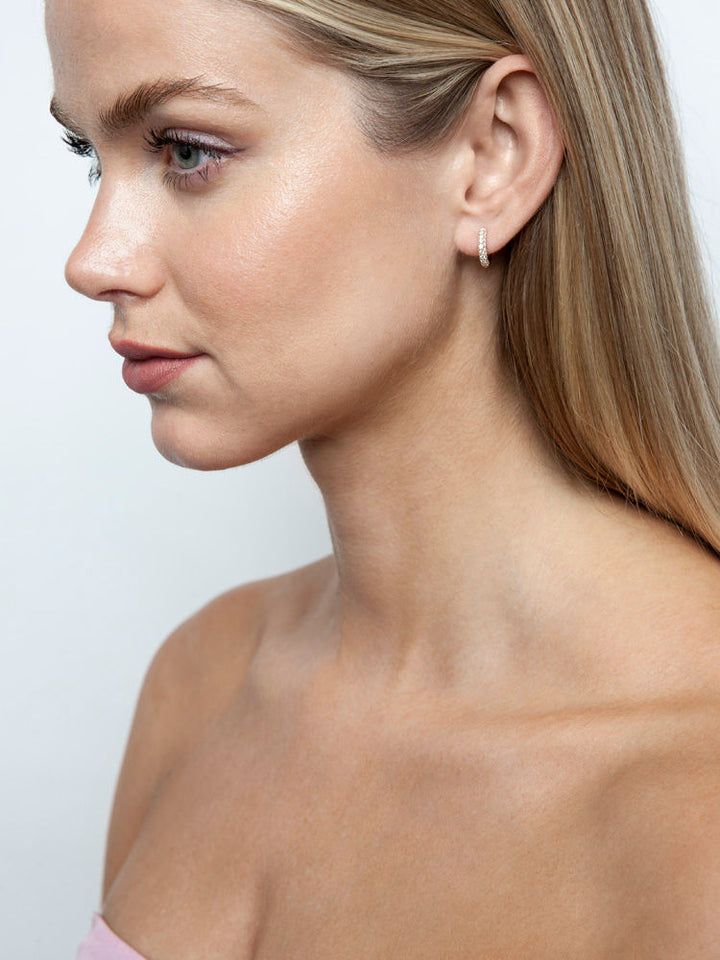 Classic Pavé 13 mm 18K Rosaguld Hoops m. Diamanter