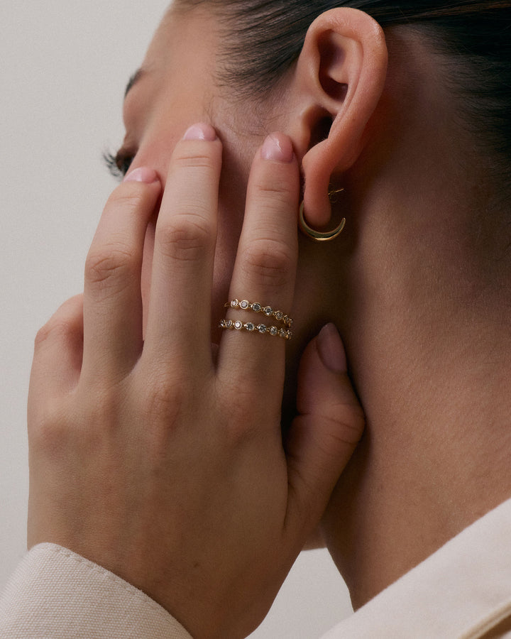 14K or 18K White Gold Bezel Eternity Band Ring w. Lab-grown Diamonds