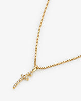 Initial F 14k Gold Necklace w. Lab-Grown Diamonds