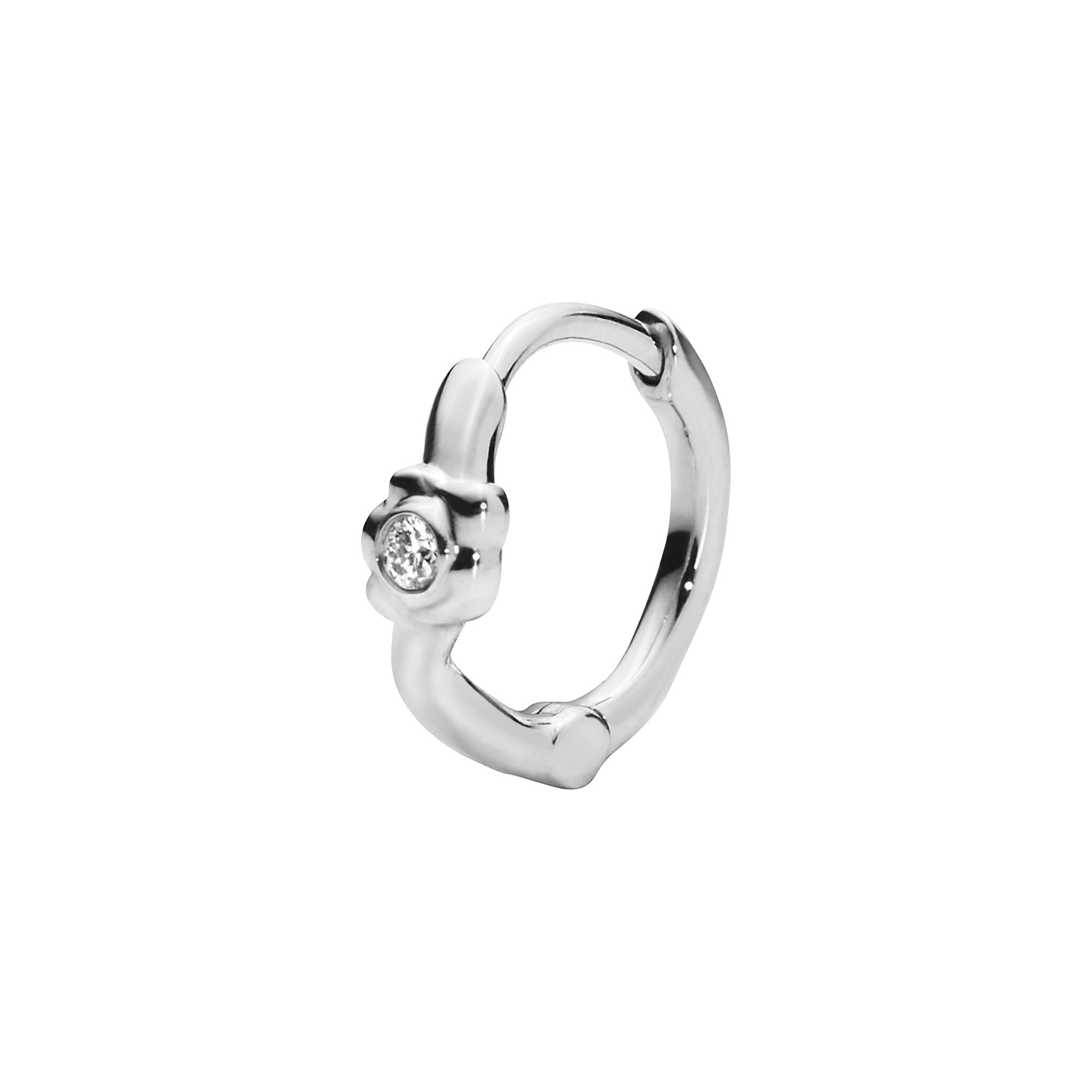 Flora 7 14k Weißgold Huggie W. Labor gewachsener Diamant