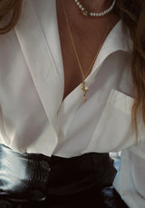 Frog Gold Plated Necklace w. Pearl