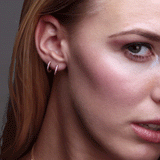 Claire Huggies 18K Gold Hoops w. Sapphires