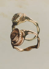 Cochlea 14K Gold Ring w. Pavé Diamonds