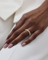 Bold 14K or 18K White Gold Bezel Band Ring w. Lab-Grown Diamonds