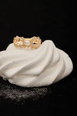 Juni Fødselssten 18K Guld Ring m. Perle & Safirer