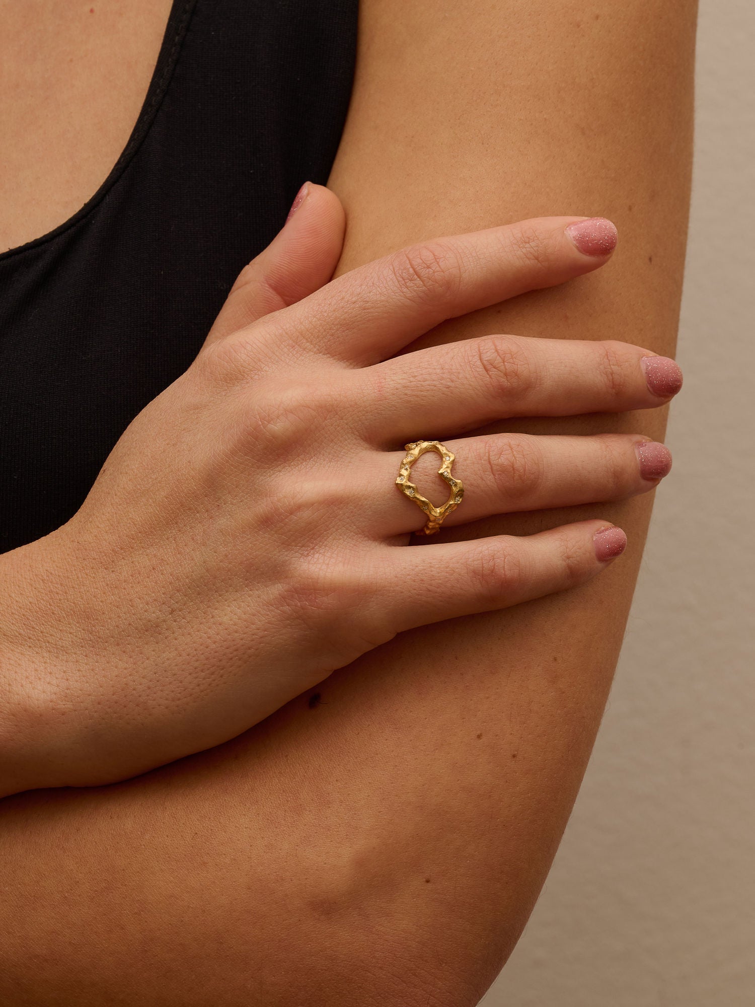 Heart to Heart 18K Guld Ring m. Diamanter