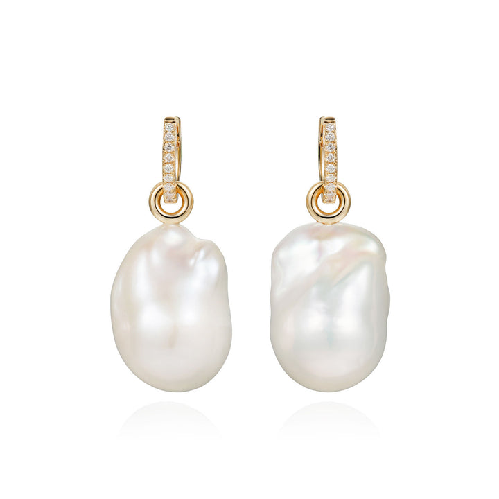 Baroque Pearl & Diamond 18K Gold Earrings