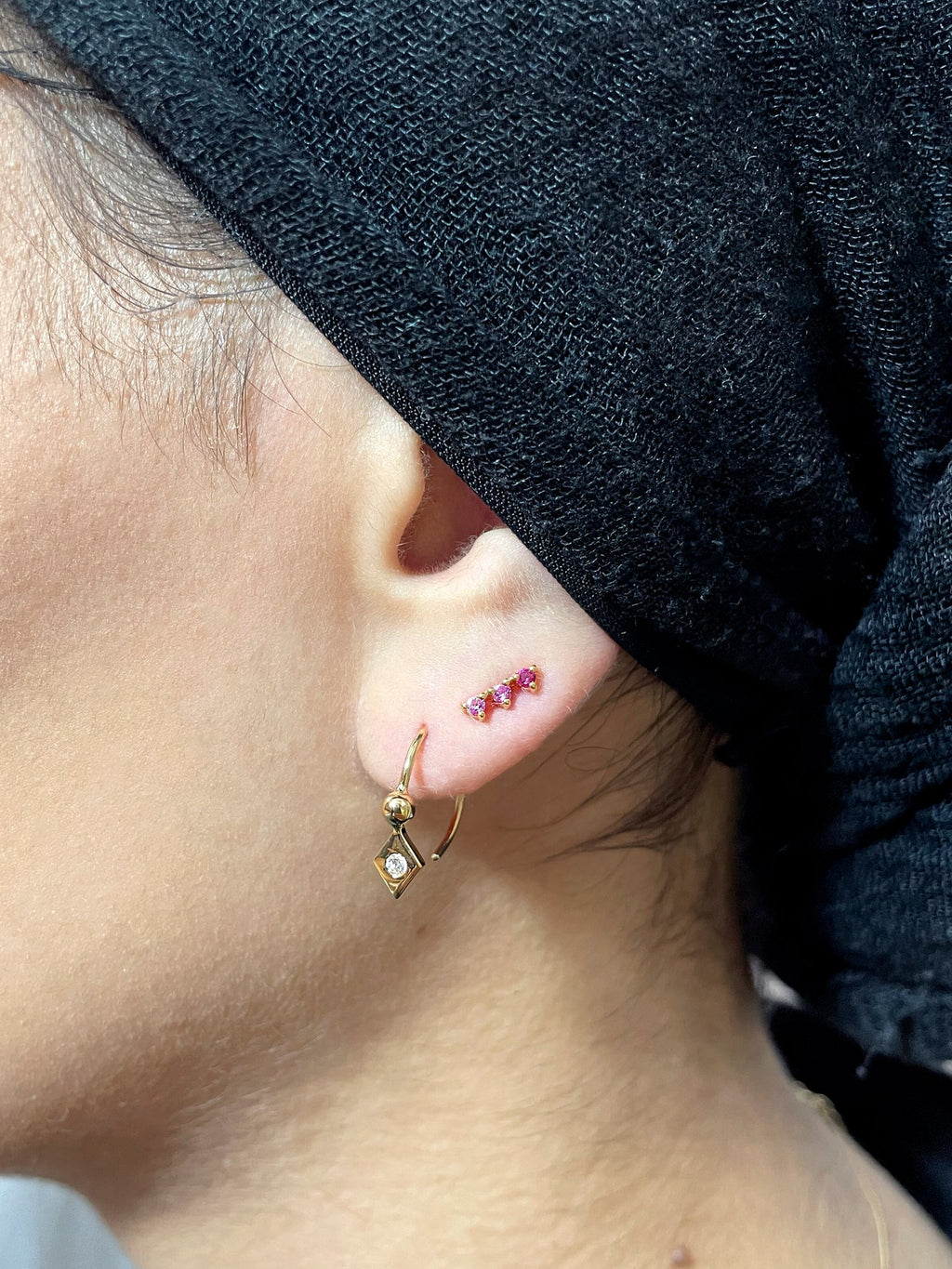 Pinky 14K Gold Plated Stud w. Zirkonia