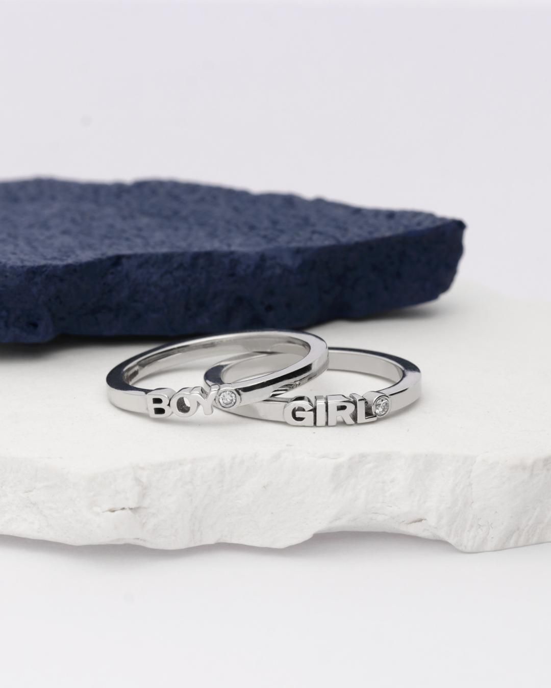 Becoming Girl 14K oder Ring aus 18 Weißgold mit Labor-Diamant