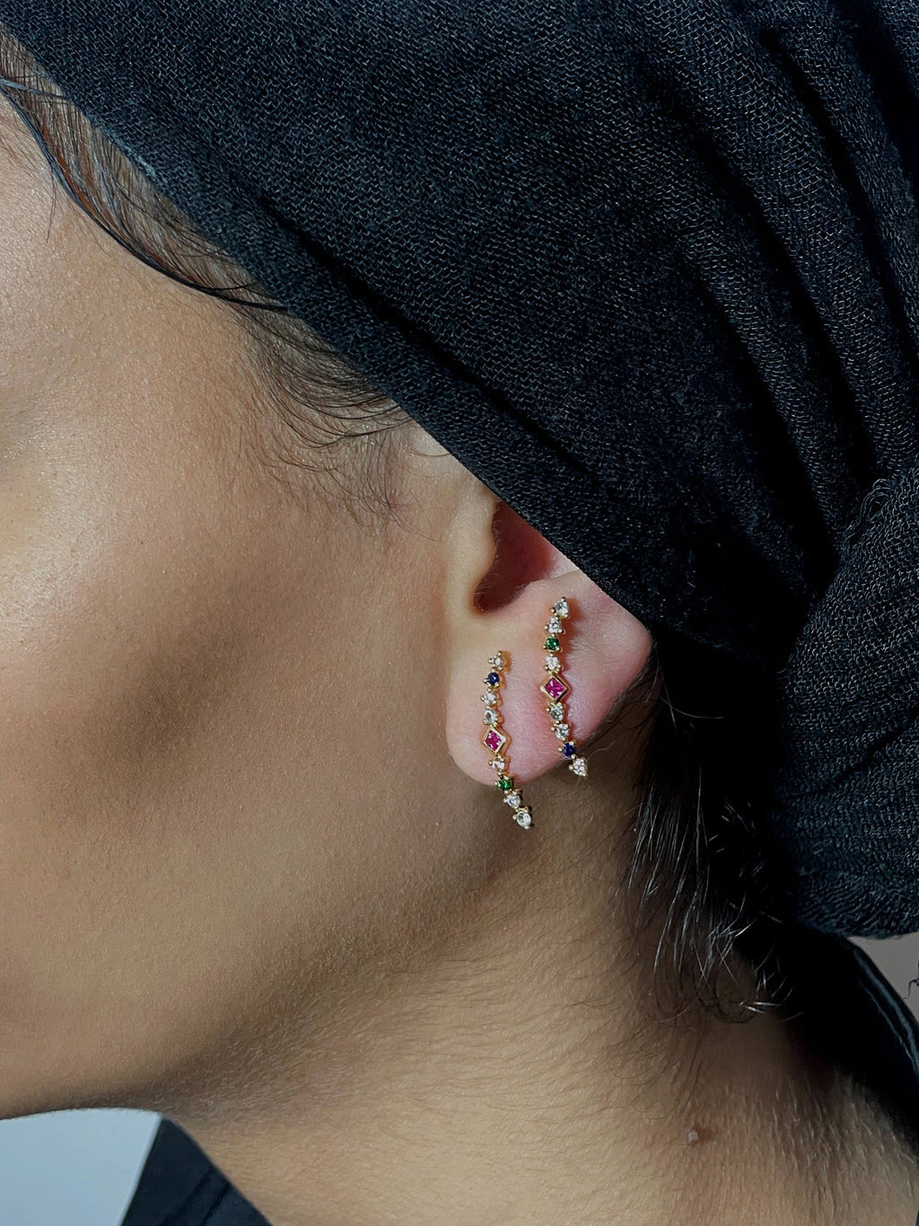 Super Nova Rainbow 14K Gold Plated Stud w. Zirkonien