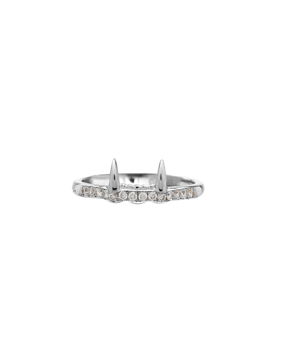 Kiefer unter 18k Weißgold Ring w. Labor gewachsener Diamant